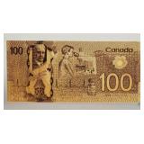Gold Foil 100 Dollar Canadian Bill