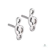 Sterling Silver Clef Note Stud Earrings - 1 pair