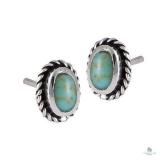 Sterling Silver Stud Earrings with Synthetic Turqu