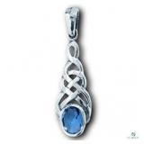 Sterling Silver Celtic Weave W/ Synthetic Blue Top