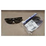 Two pair black frame and grey lens safety glasses