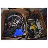 Box of assorted wiring and rope