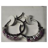Sterling Silver Created Pink Sapphire earringa