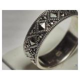 Sterling Silver Marasite ring sz 8