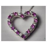 Sterling Silver Created Pink Sapphire pendant