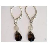 Sterling Silver Genuine Smokey Quartz earrings