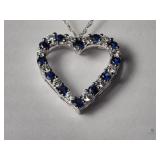 Sterling Silver Created Sapphire pendant w chain
