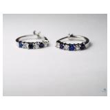 Sterling Silver Created Sapphire earrings