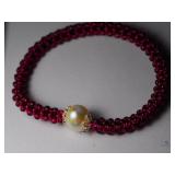 Sterling Silver Garnet FW Pearl 8" bracelet