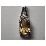 Sterling Silver Citrine Diamond pendant