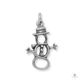 Snowman Charm with Silver Plated Brass Rope Chain