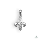 Rhodium Plated Fleur de Lis CZ Pendant with Silver