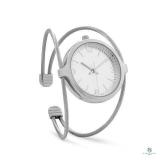 Silver Tone Cable Cuff Watch