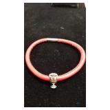 Single Wrap Candy Apple Red Leather Bracelet and W