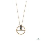 Gold Tone Brass Geometric Abalone Shell Necklace