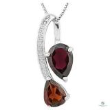 2.26 CARAT GARNET & DIAMOND 925 STERLING SILVER PE