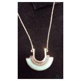 36" Gold Colored Chain with turquoise colored Pen