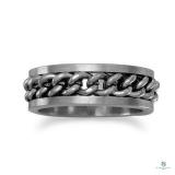 Stainless Steel Ring with Curb Chain Center