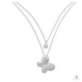 CZ Solitaire and Pave Crystal Butterfly Silver Pla
