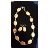 Wood-Grain Style Beaded Necklace and Earrings
