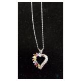 Stamped Sterling Silver Chain and Rhodium Plated H