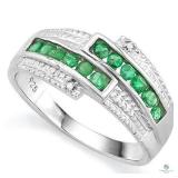 0.85 CARAT TW (14 PCS) GENUINE EMERALD & GENUINE D