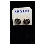 Stamped Sterling Silver with Black stone Earrings