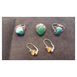 (3) Rings plus (1) Pair French Wire Hoops with Yel