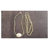 (2) Necklaces with Jade Colored Stones