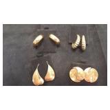 (4) Pair Gold Colored Earrings