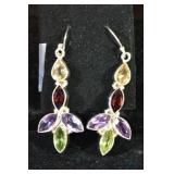 Sterling Silver Gemstone Dangle Earrings