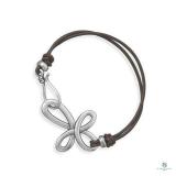 Leather Cord Bracelet with Cross 7"