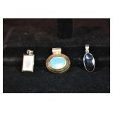 Three 925 Sterling Pendants (Black Onyx ,
