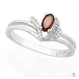 1/4 Carat Garnet and Diamond 925 Sterling Silver