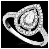 Teardrop Diamond 925 Sterling Silver Halo Ring
