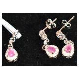 Ruby and Diamonds - 925 Sterling Silver Set 1/2
