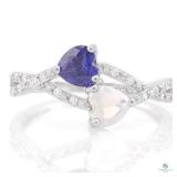 Tanzanite and 1/2 Carat Fire Opal Ring 4/5 Carat