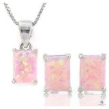 Pink Fire Opals - Earrings and Pendant 1-2/3