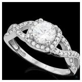 Diamond 925 Sterling Silver Halo Ring 3/5 Carat