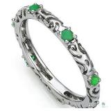 Emerald Platinum Over 925 Sterling Silver Ring