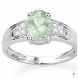 Green Amethyst and Diamond 925 Sterling Silver
