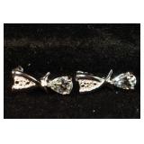 Aquamarine and Diamond 925 Sterling Silver
