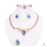 Sapphire 18K Gold Plated 4 pc Set German Silver