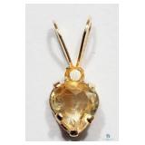 10K Yellow Gold Citrine  Heart Pendant 10K Yellow