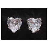 Heart Shaped Earrings 14k White Gold 14K White