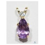 Amethyst Tear Drop Pendant 10K Gold 10K Yellow
