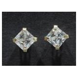Cubic Zirconia Stud Earrings 10k White Gold Cubic