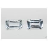 Aquamarine Emerald Cut Gemstones Pair of Genuine