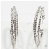 Crystal Triple Row Hoop Earrings High Fashion