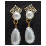 Austrian Crystal and Pearl Earrings Austrian